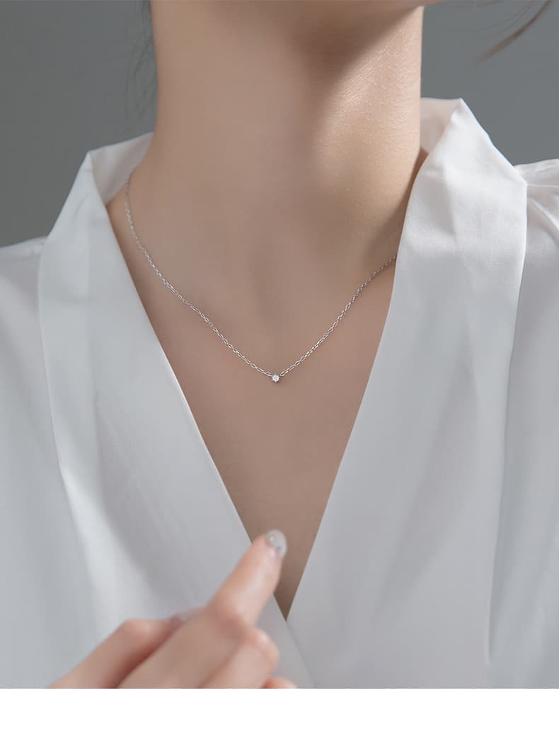 ネックレスチェーン 金 一粒輝石 繊細チェーン ネックレス