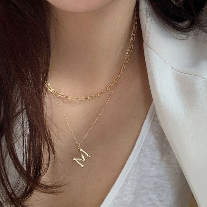 ネックレスチェーン 金色長方形チェーンネックレス上品な輝き