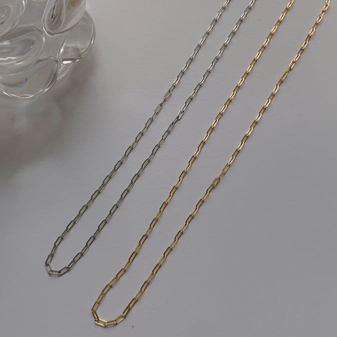 ネックレスチェーン 金色長方形チェーンネックレス上品な輝き