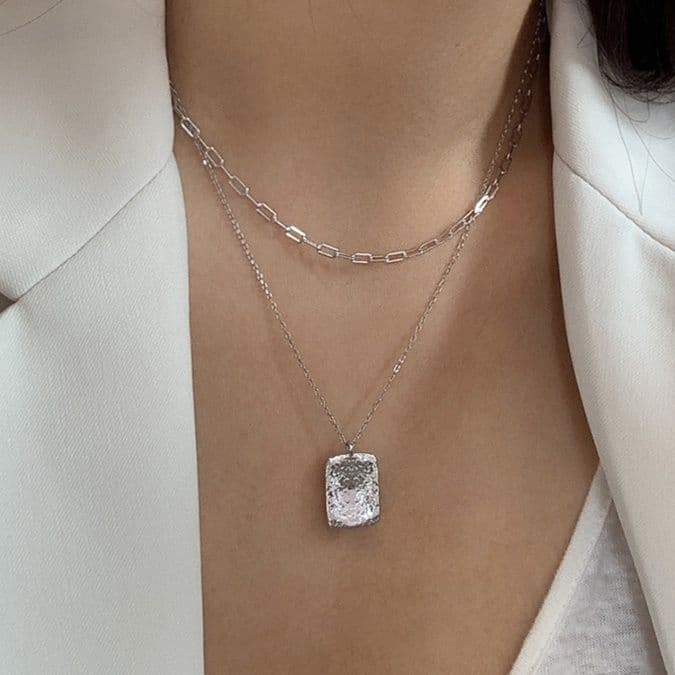 ネックレスチェーン 金色長方形チェーンネックレス上品な輝き