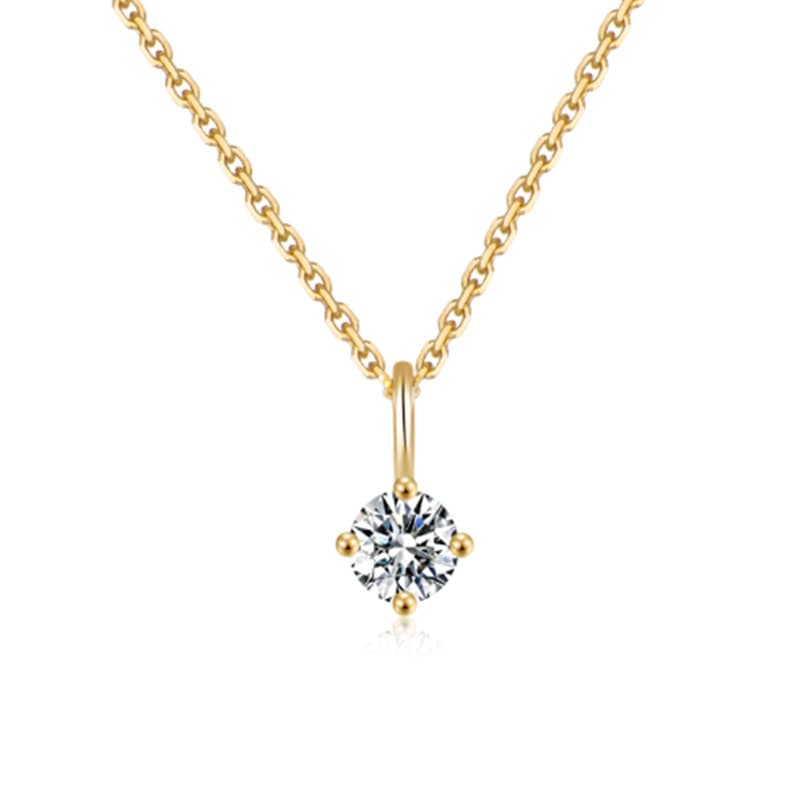 金色一粒宝石付き繊細ネックレスチェーン