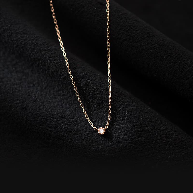 ネックレスチェーン 金 一粒輝石 繊細チェーン ネックレス