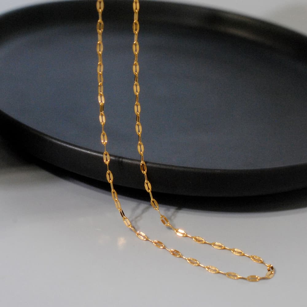 ネックレスチェーン 金色小判型チェーンネックレス繊細輝き