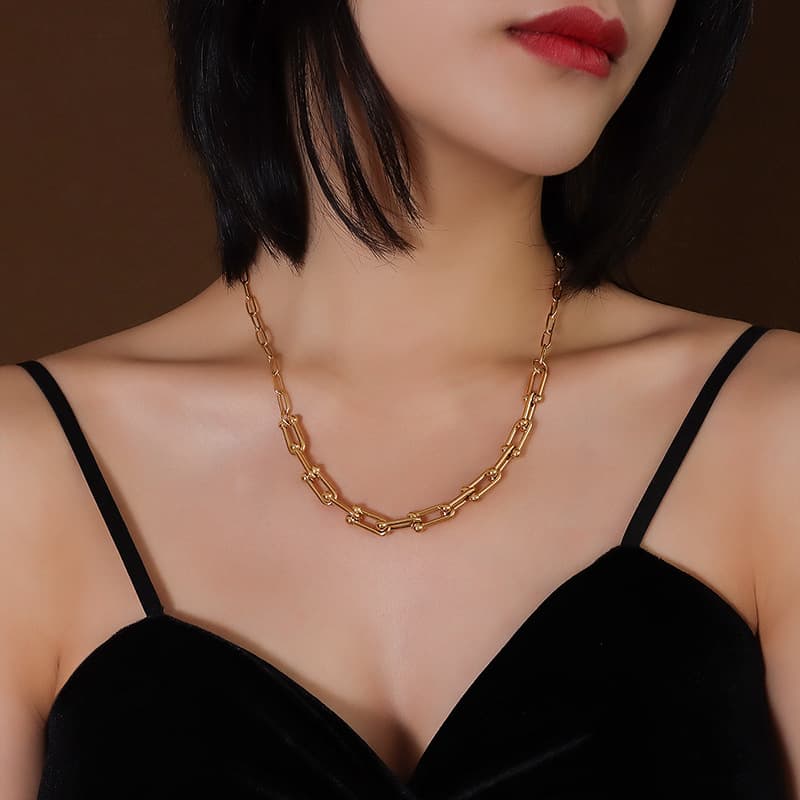 ネックレスチェーン 金色チェーンリンク洗練ネックレス