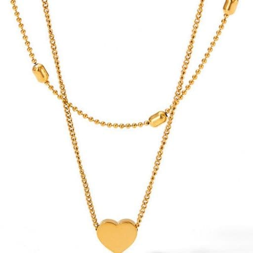 ゴールド二連ハート付きネックレスチェーン