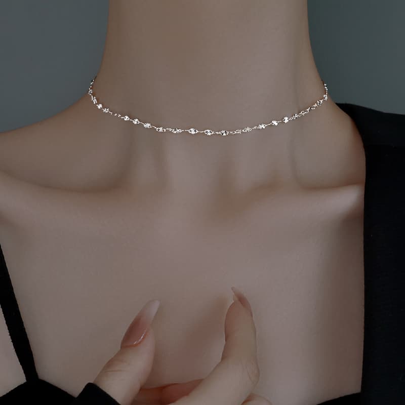 ネックレスチェーン 星屑の輝き 繊細な菱形連鎖