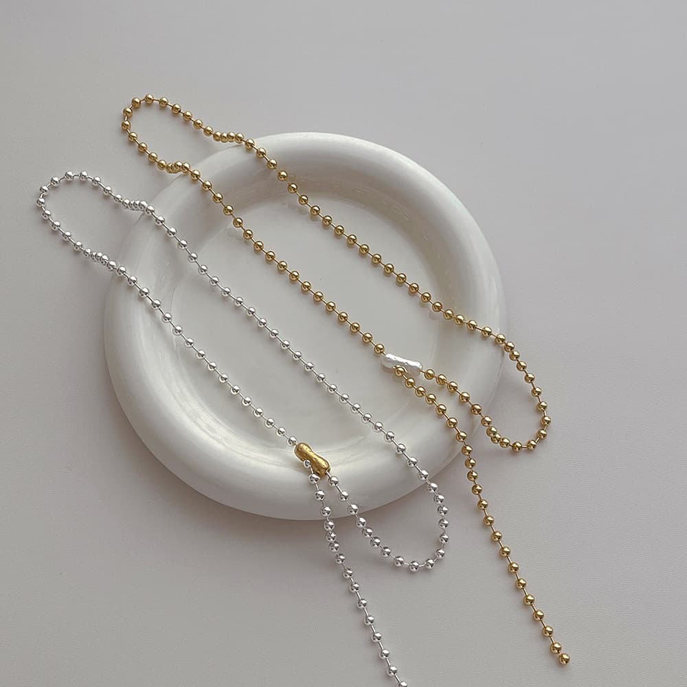 ネックレスチェーン 十四金コーティング ボールチェーン ネックレス 錆びにくい 高級感 女性用　ゴールド