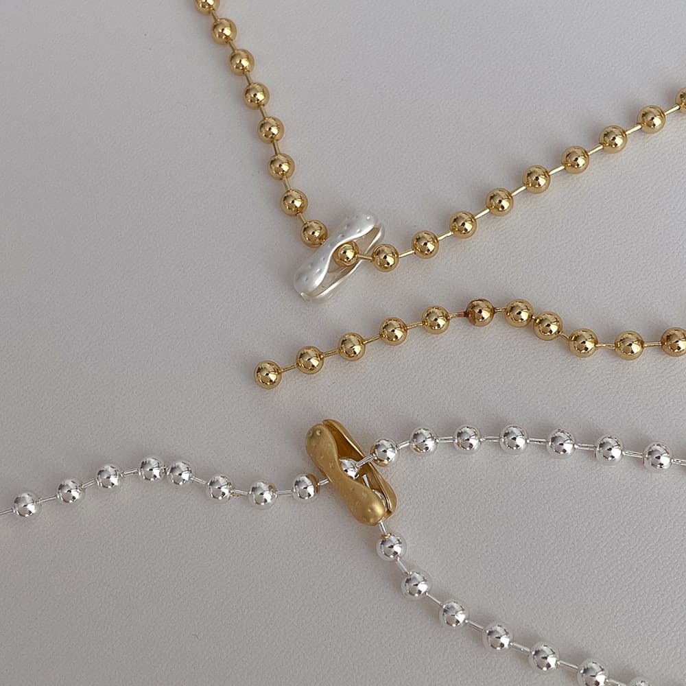 ネックレスチェーン 十四金コーティング ボールチェーン ネックレス 錆びにくい 高級感 女性用　ゴールド