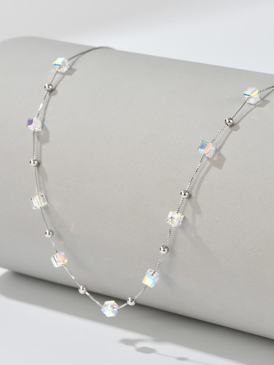 ネックレスチェーン キラキラ宝石立方体のチェーン
