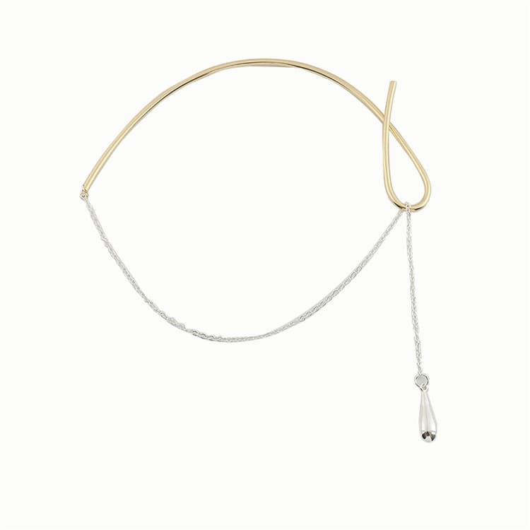 ネックレスチェーン 雫型ペンダント付き金銀二色調整可能ネックレス