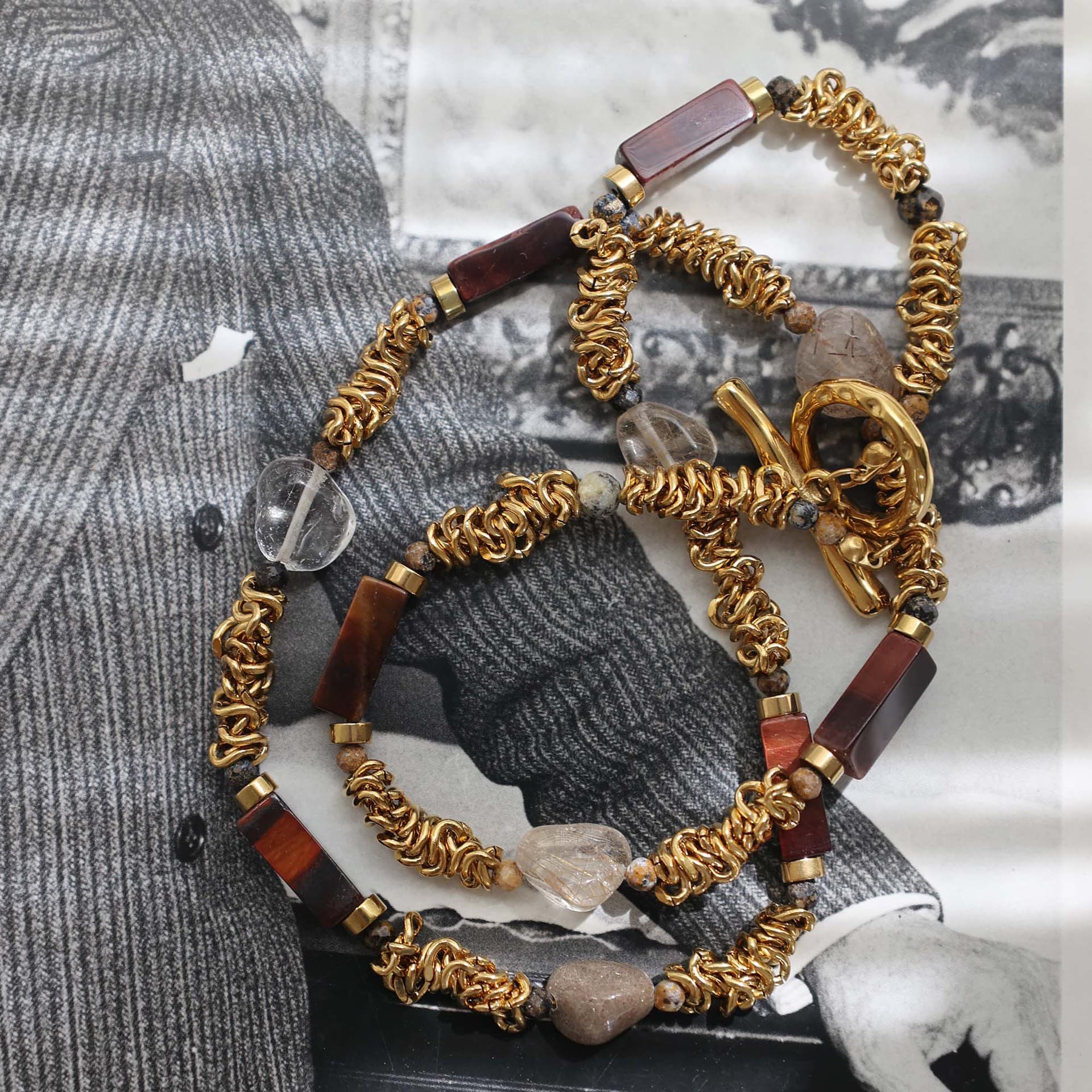 ネックレスチェーン 天然石の輝き 螺旋編みチェーン