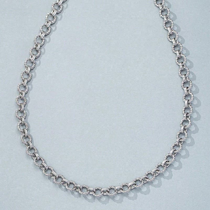 ネックレスチェーン 縄模様輪環連鎖ネックレス