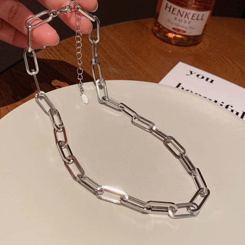 ネックレスチェーン 重厚感あふれる鎖型チタンネックレス