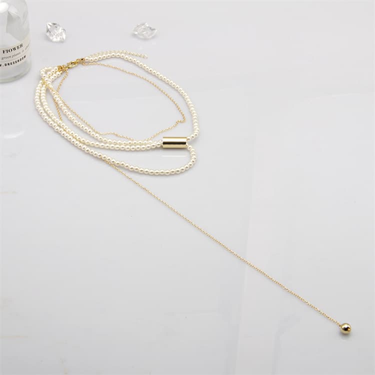 ネックレスチェーン 真珠とゴールドチェーンの重ね付けネックレス