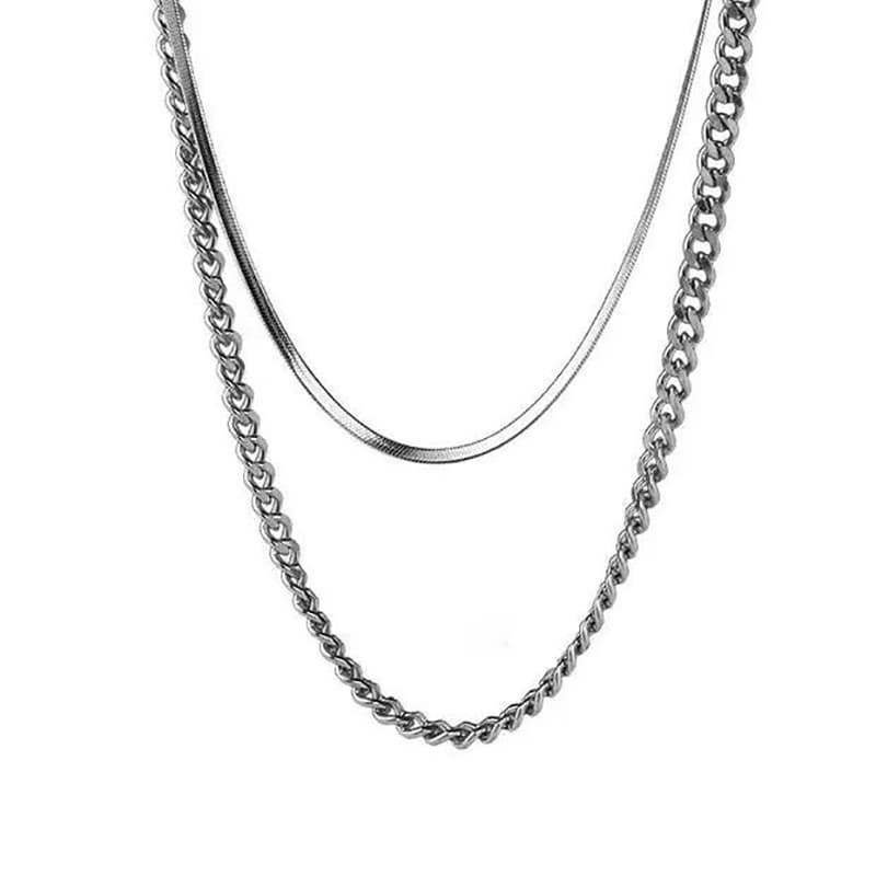 ネックレスチェーン 二連重ねチタンネックレス