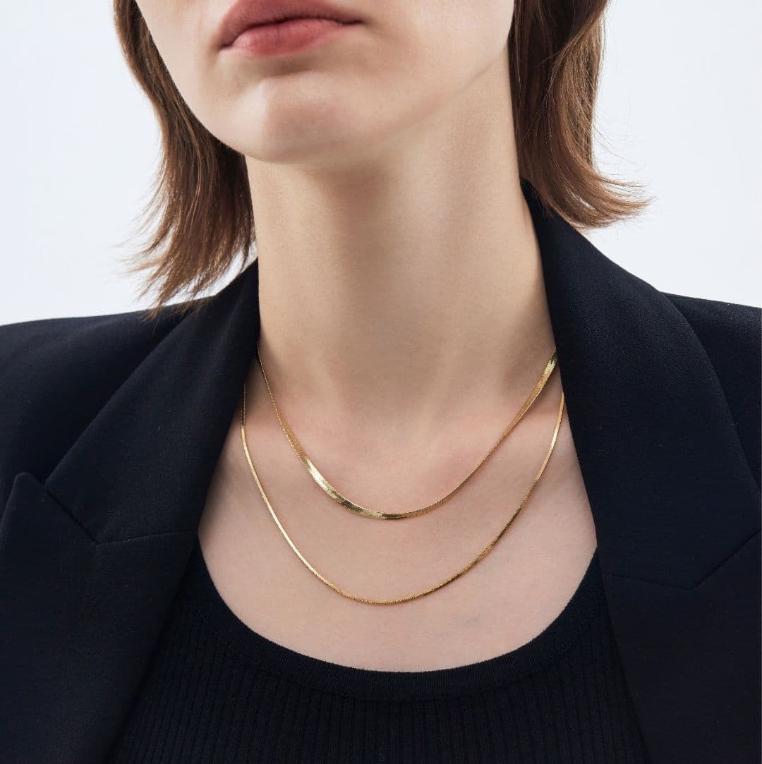 ネックレスチェーン 二連蛇骨のしなやかネックレス