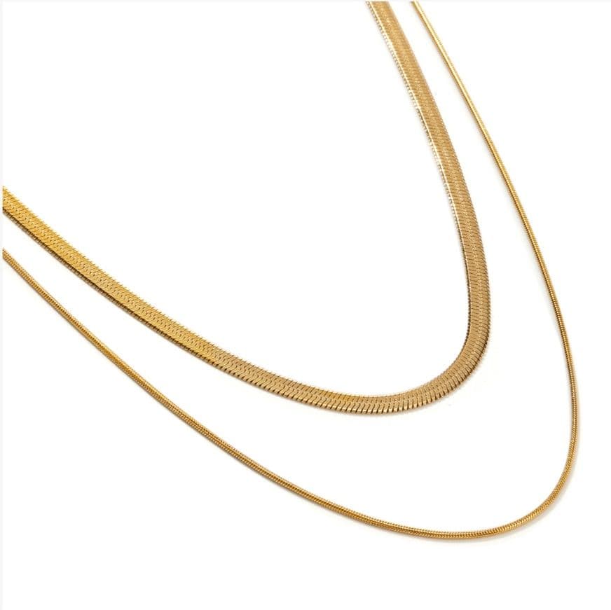 ネックレスチェーン 二連蛇骨のしなやかネックレス