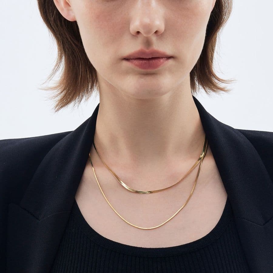 ネックレスチェーン 二連蛇骨のしなやかネックレス