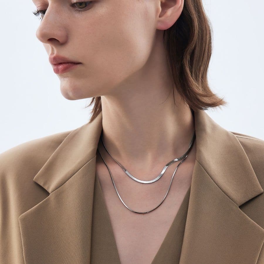 ネックレスチェーン 二連蛇骨のしなやかネックレス