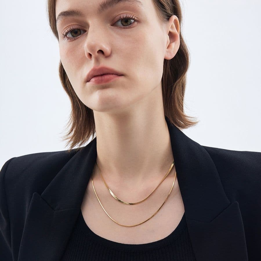 ネックレスチェーン 二連蛇骨のしなやかネックレス