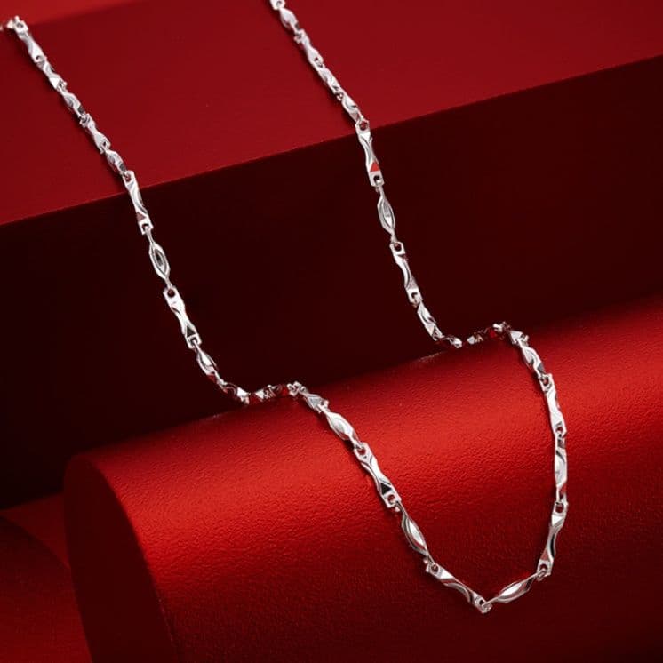 ネックレスチェーン 優雅な捻りデザイン純銀細チェーン