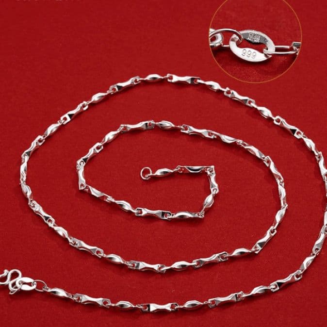 ネックレスチェーン 優雅な捻りデザイン純銀細チェーン