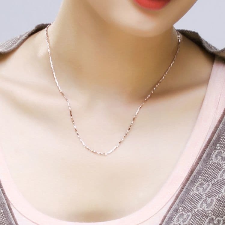 ネックレスチェーン 優雅な捻りデザイン純銀細チェーン