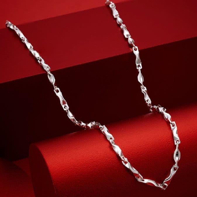 ネックレスチェーン 優雅な捻りデザイン純銀細チェーン