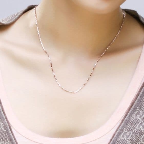 ネックレスチェーン 優雅な捻りデザイン純銀細チェーン