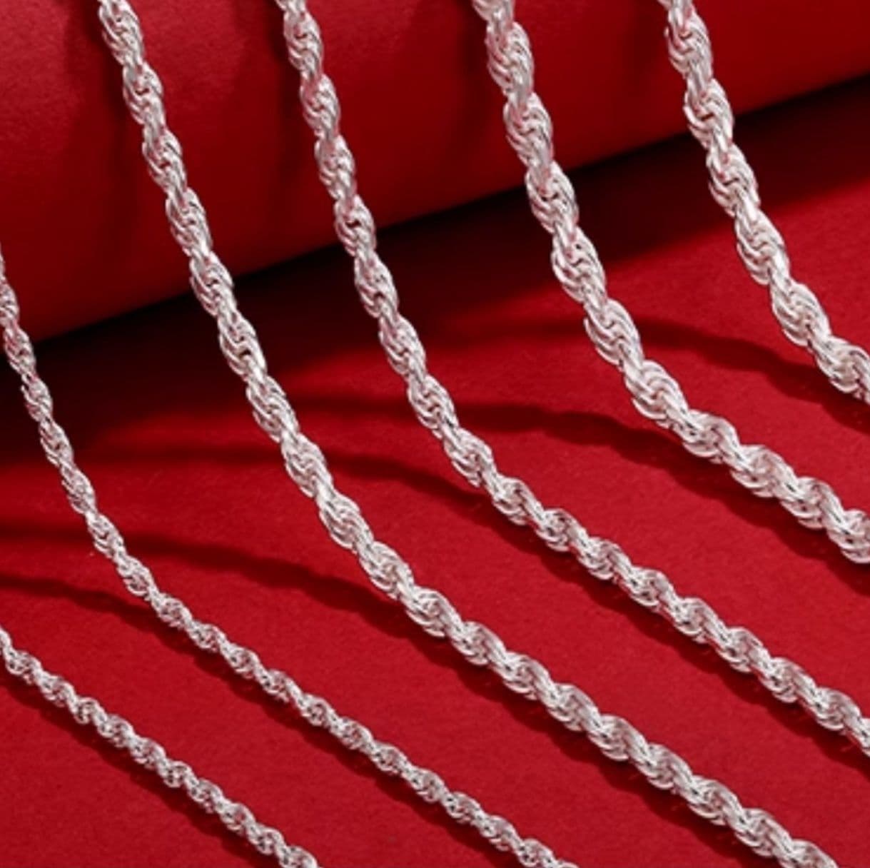 ネックレスチェーン 麻縄編み込み細身ネックレス