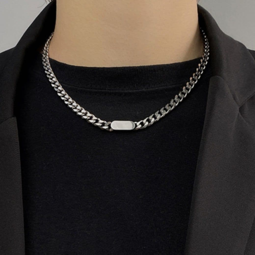 ネックレスチェーン 喜平プレート入りステンレスチェーン