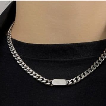 ネックレスチェーン 喜平プレート入りステンレスチェーン