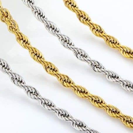 ネックレスチェーン ねじれ波紋ロープステンレスチェーン