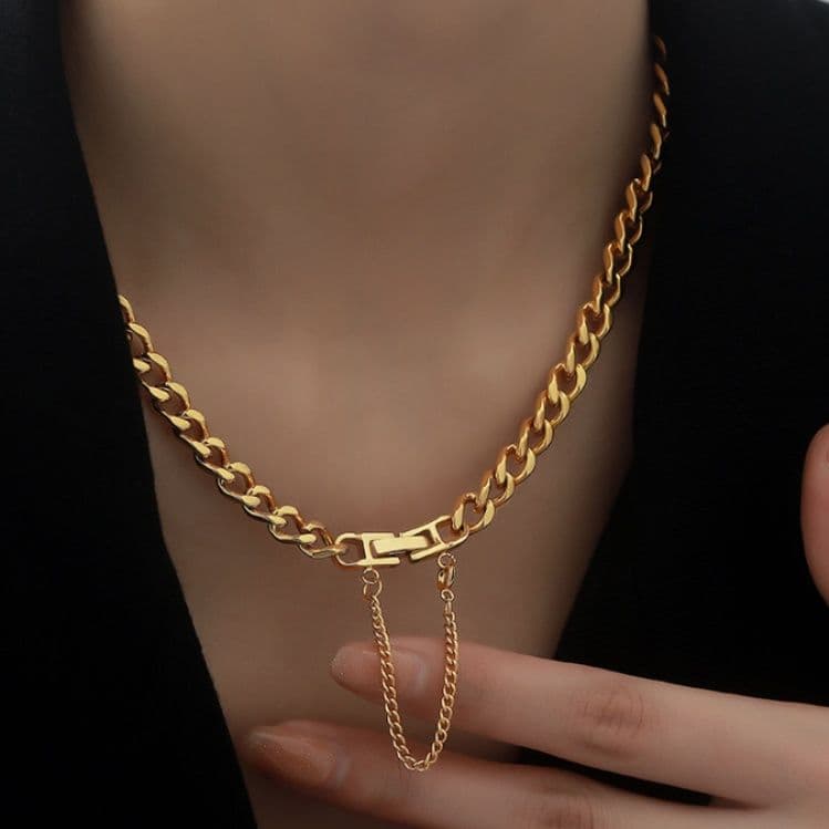 ネックレスチェーン 輝く喜び チタン鎖飾り