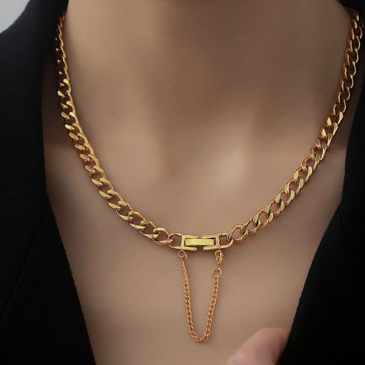 ネックレスチェーン 輝く喜び チタン鎖飾り