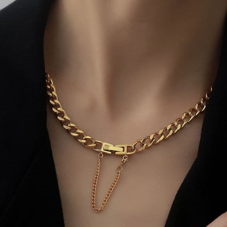 ネックレスチェーン 輝く喜び チタン鎖飾り