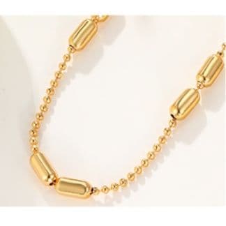 ネックレスチェーン 洗練筒状パーツ装飾チェーン