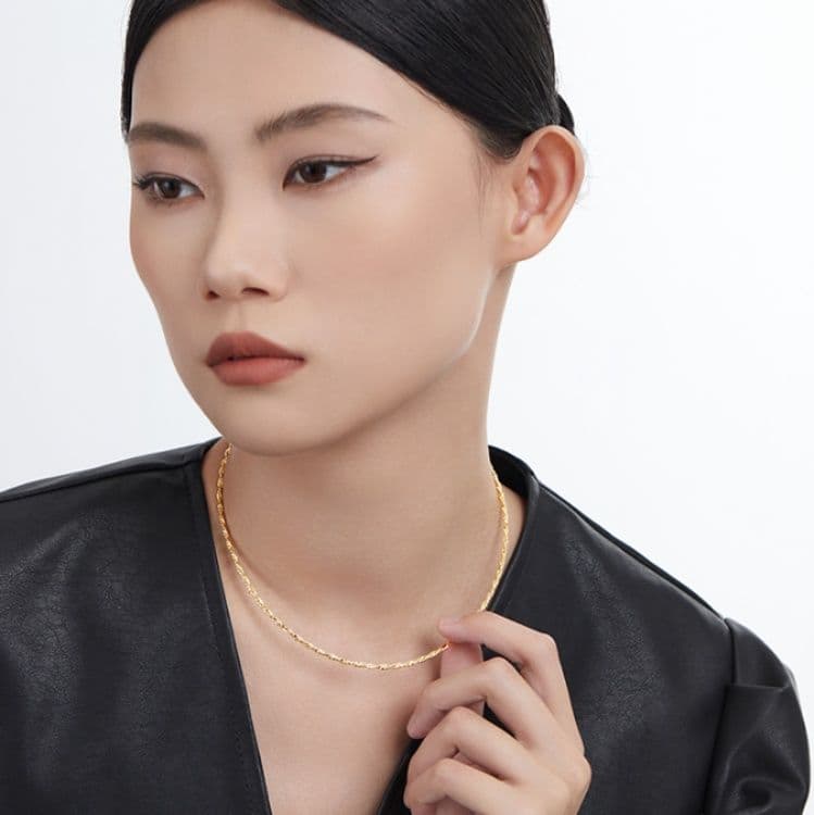 ネックレスチェーン 煌めき細編みチェーン