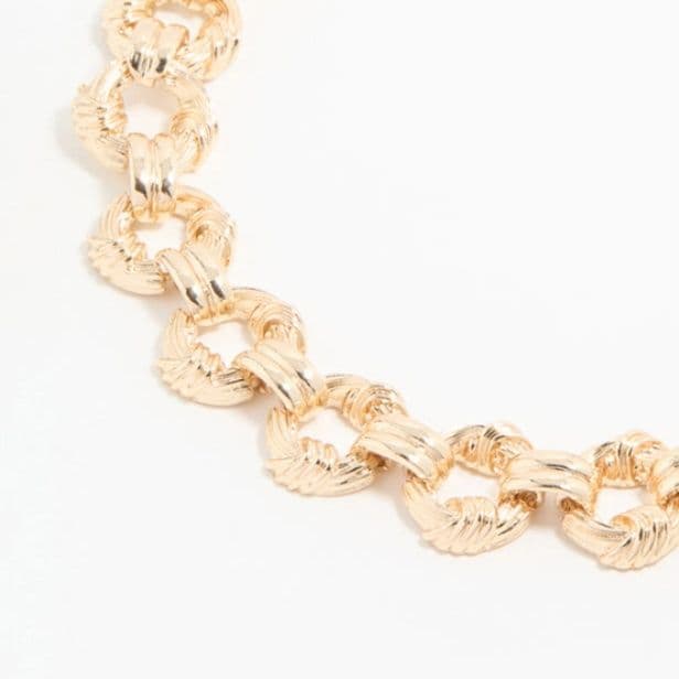 ネックレスチェーン 螺旋彫り輪繋ぎ華やかチェーン