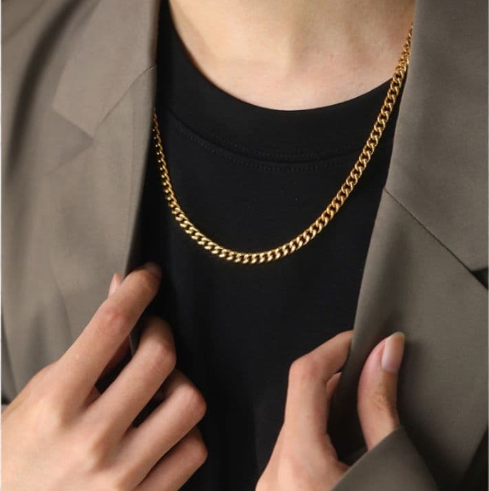 ネックレスチェーン 上品なキューバンリンクチェーン