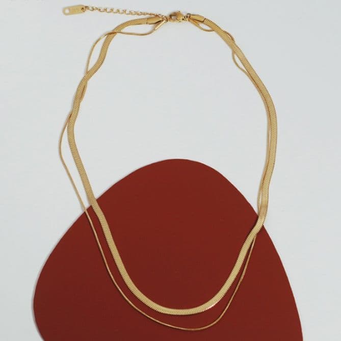 ネックレスチェーン 二連ヘリンボーン細身チェーン