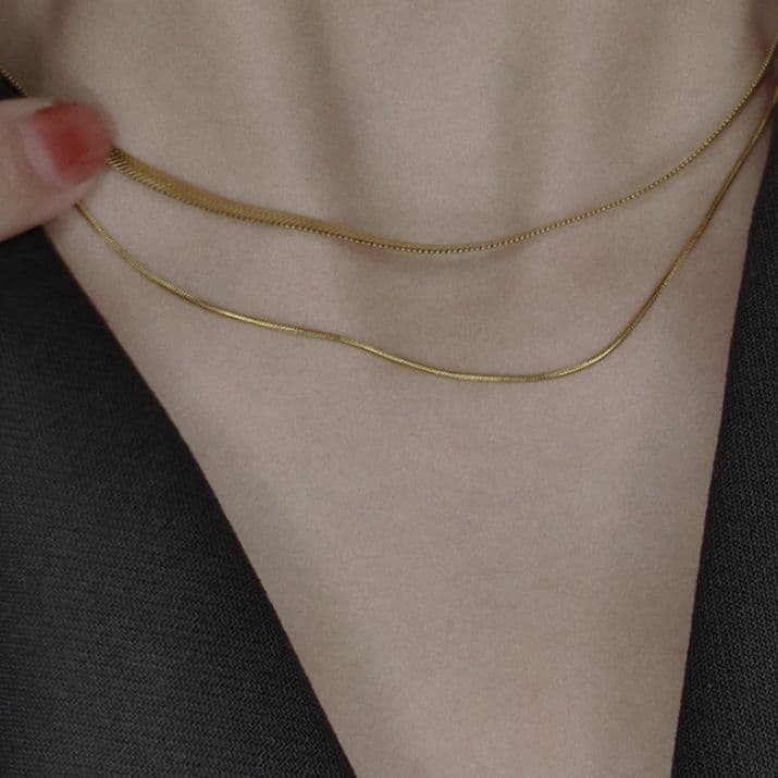 ネックレスチェーン 二連ヘリンボーン細身チェーン
