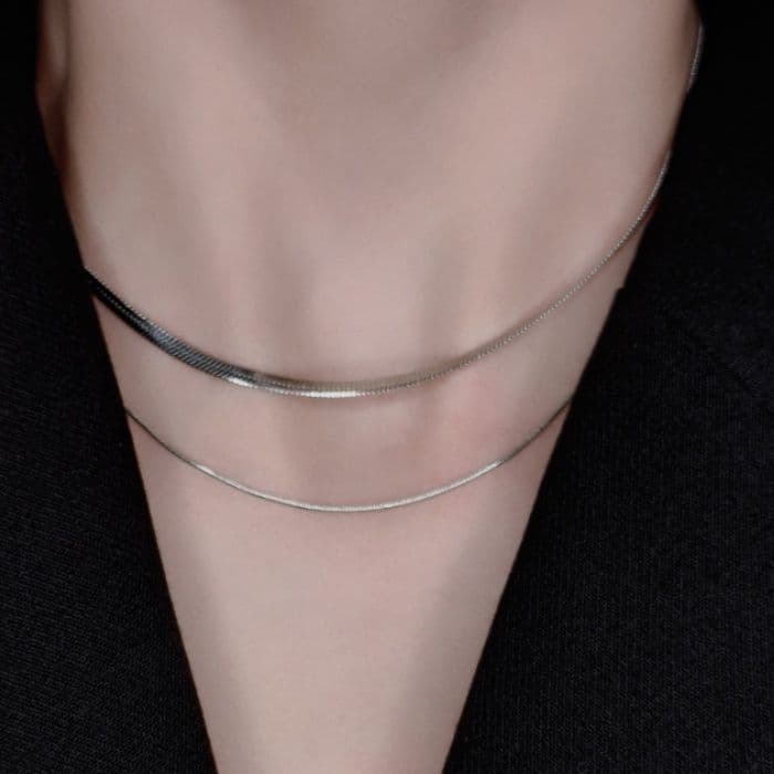 ネックレスチェーン 二連ヘリンボーン細身チェーン