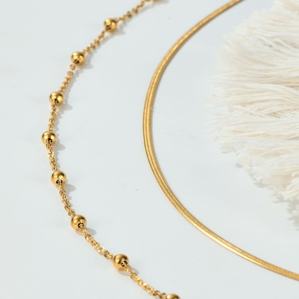 ネックレスチェーン 重ね着風二連デザインネックレス