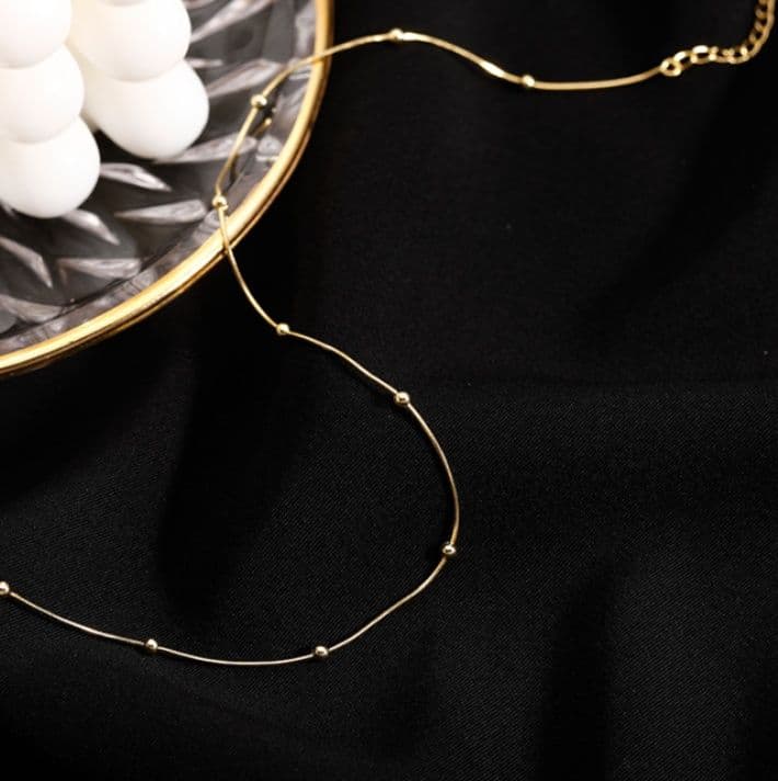 ネックレスチェーン 繊細な粒飾りスリムチェーン