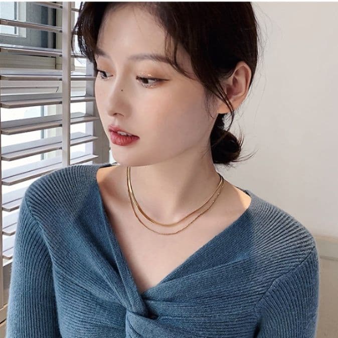 ネックレスチェーン 二連スネークフラットチェーン