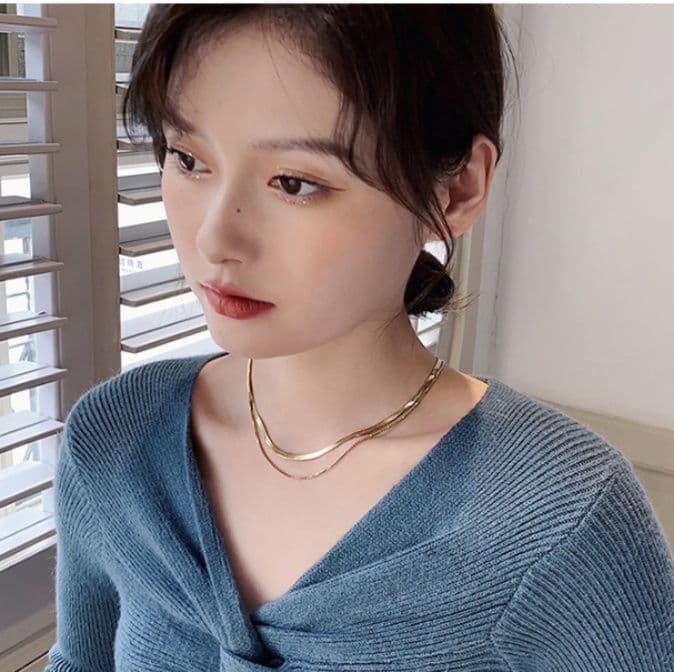 ネックレスチェーン 二連スネークフラットチェーン