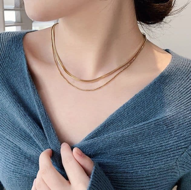 ネックレスチェーン 二連スネークフラットチェーン