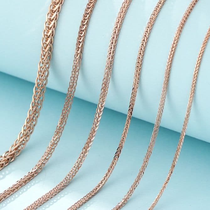 ネックレスチェーン 繊細な編み込み麦の穂チェーン