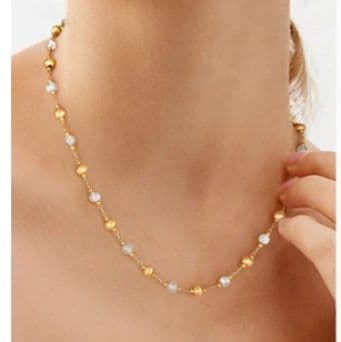 ネックレスチェーン 煌めく真珠玉飾りチェーン